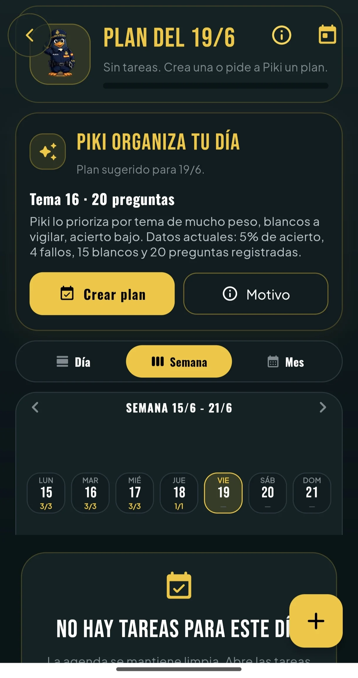 Agenda inteligente en Oposiplus