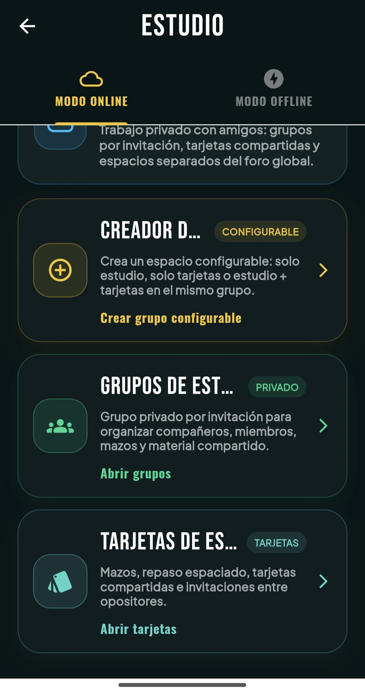 Estudio online/offline en Oposiplus