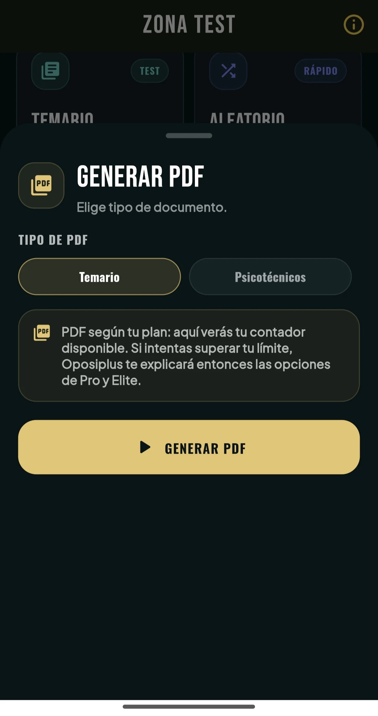 Generador PDF en Oposiplus